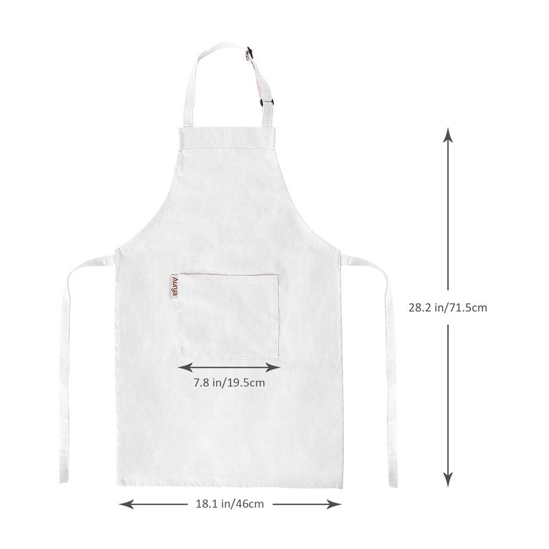 Aurya Kids Apron and Chef Hat Set-Adjustable Child Apron for Boys and Girls for Cooking Baking Off-white - Image 4